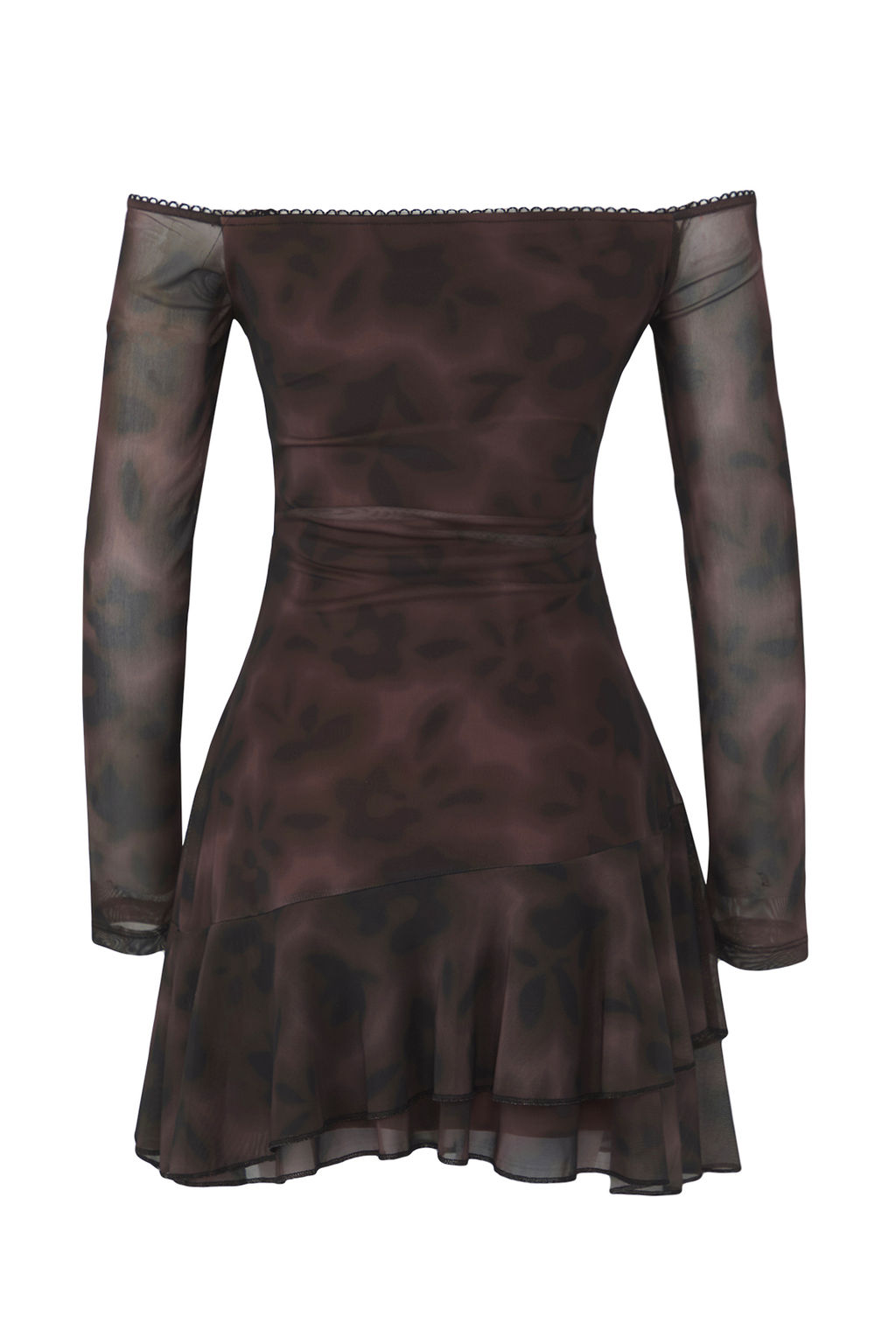 Cok Renkli Bask?l? Bodycon Mini F?rf?rl? Carmen Yaka Astarl? Tul Esnek Orme Elbise TWOAW26EL00031 - Trendyolmilla фото 6