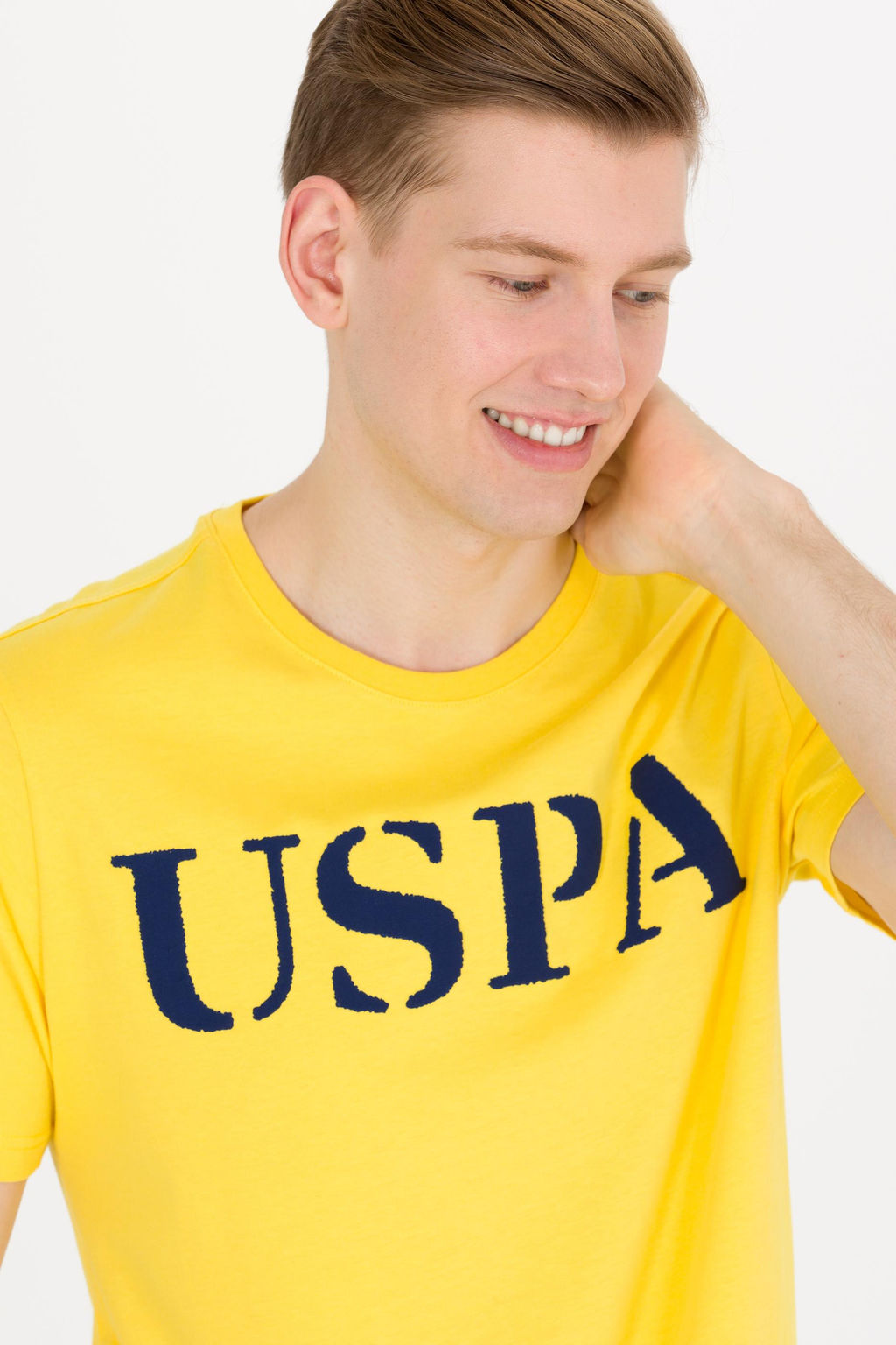 U. S. Polo Assn Мужская темно-желтая базовая футболка с круглым вырезом - U.s. polo assn фото 2