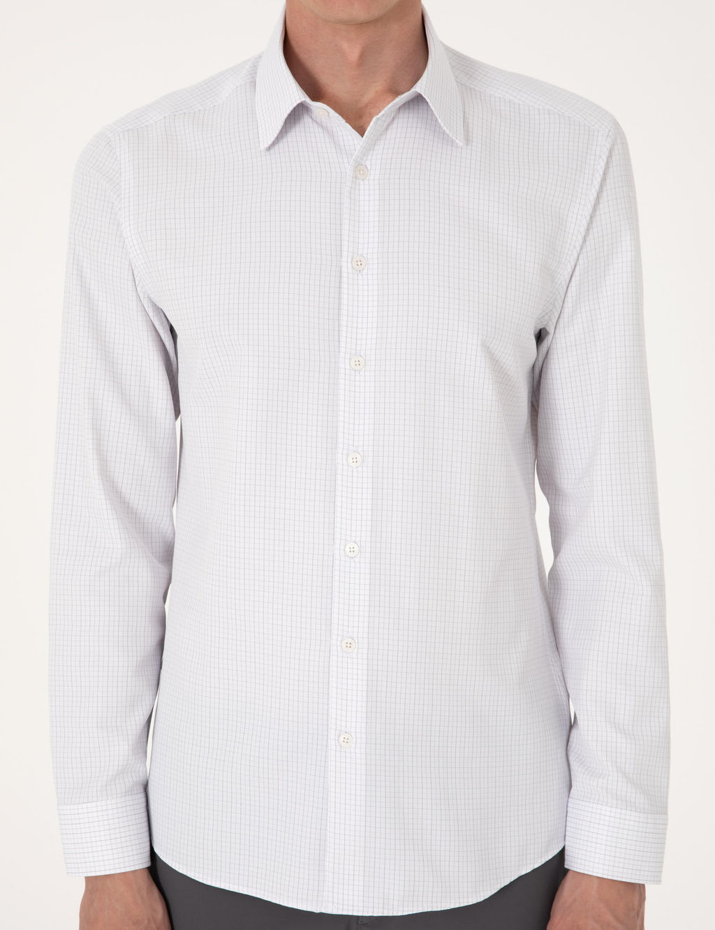 Gri Kareli Slim Fit Uzun Kollu G_mlek - Pierre cardin фото 6