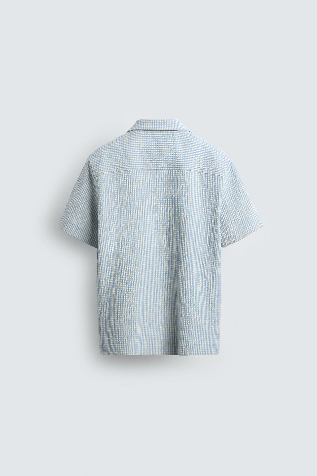CAMISA REGULAR FIT ESTRUCTURA SEERSUCKER / Blanco / Celeste - Zara фото 7
