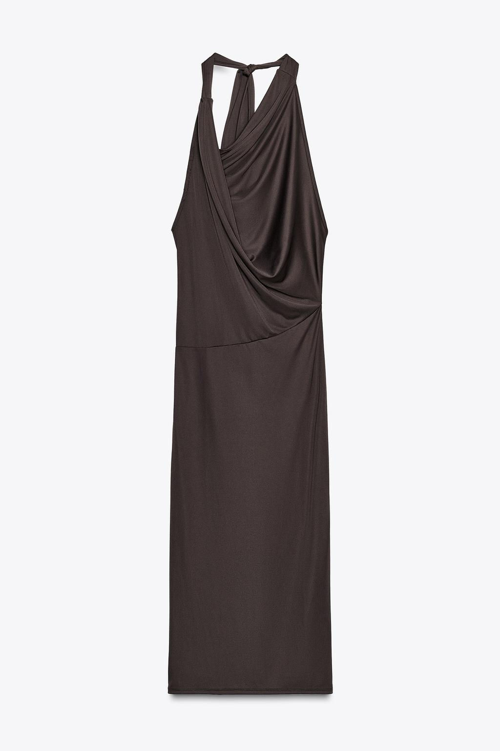 FLOWING NECKLINE DRESS WITH PLEATS - Zara фото 5