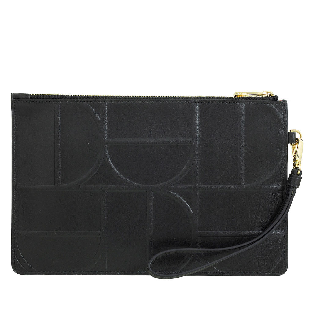 Итальянская кожаная женская сумочка-клатч DuDu серии Bogota | черно-нюдовый