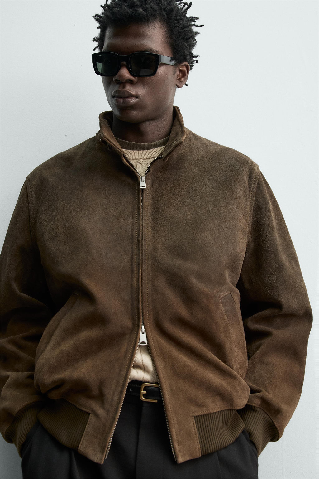 REGULAR FIT LEATHER SUEDE JACKET - Zara фото 14