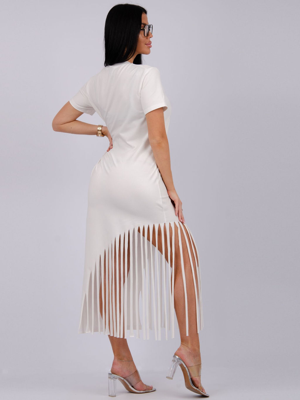 Платье Калипсо 6 молоко, трикотаж - Малина фото 6