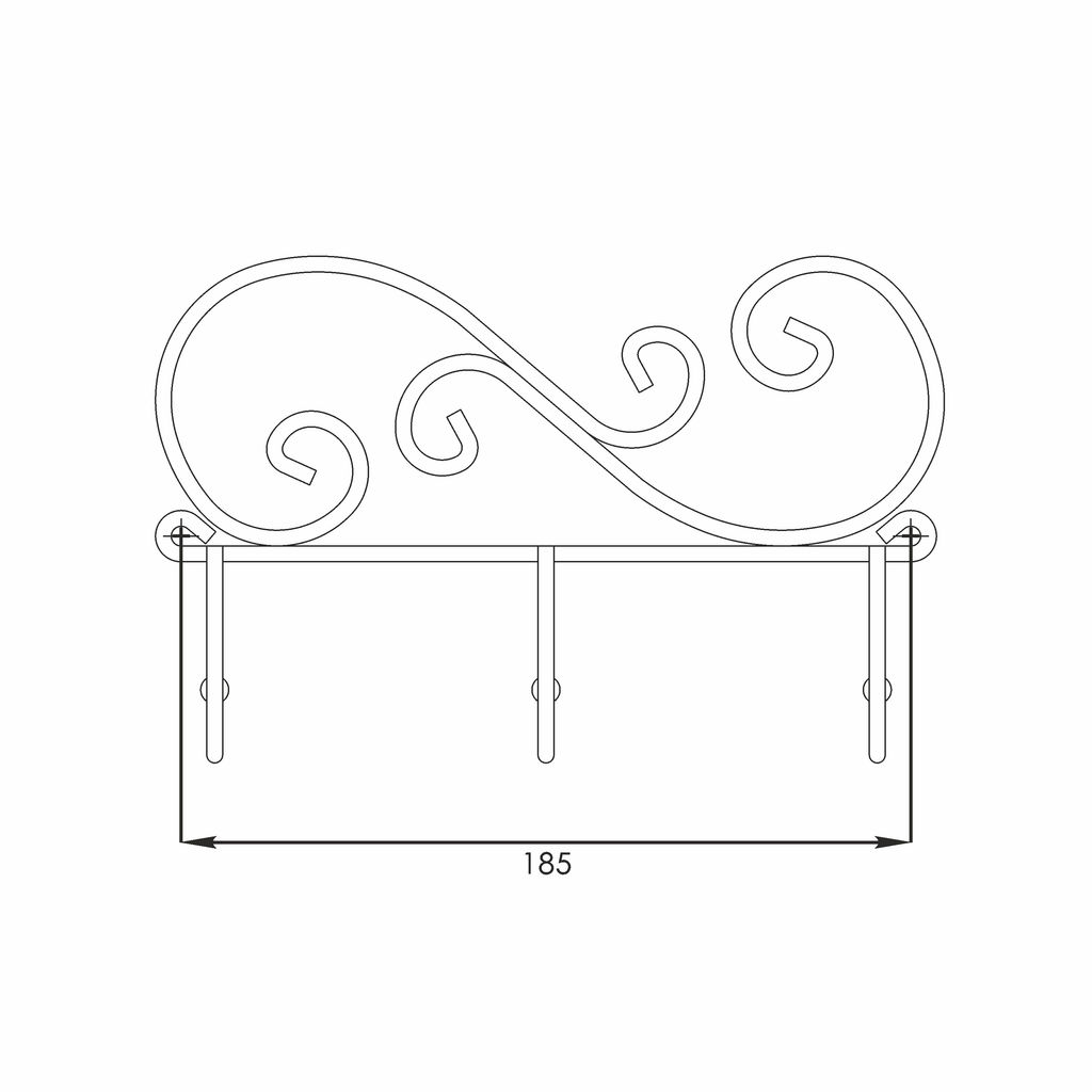 Вешалка настенная металл. "Кружева 3" 20см (3 рожка, черная)