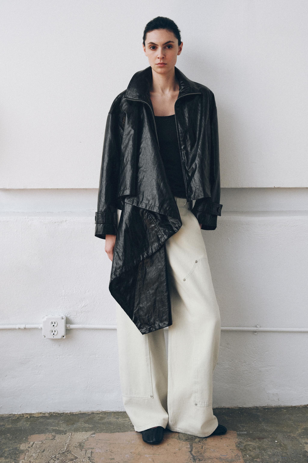 LEATHER EFFECT JACKET WITH SCARF ZW COLLECTION - Zara фото 12