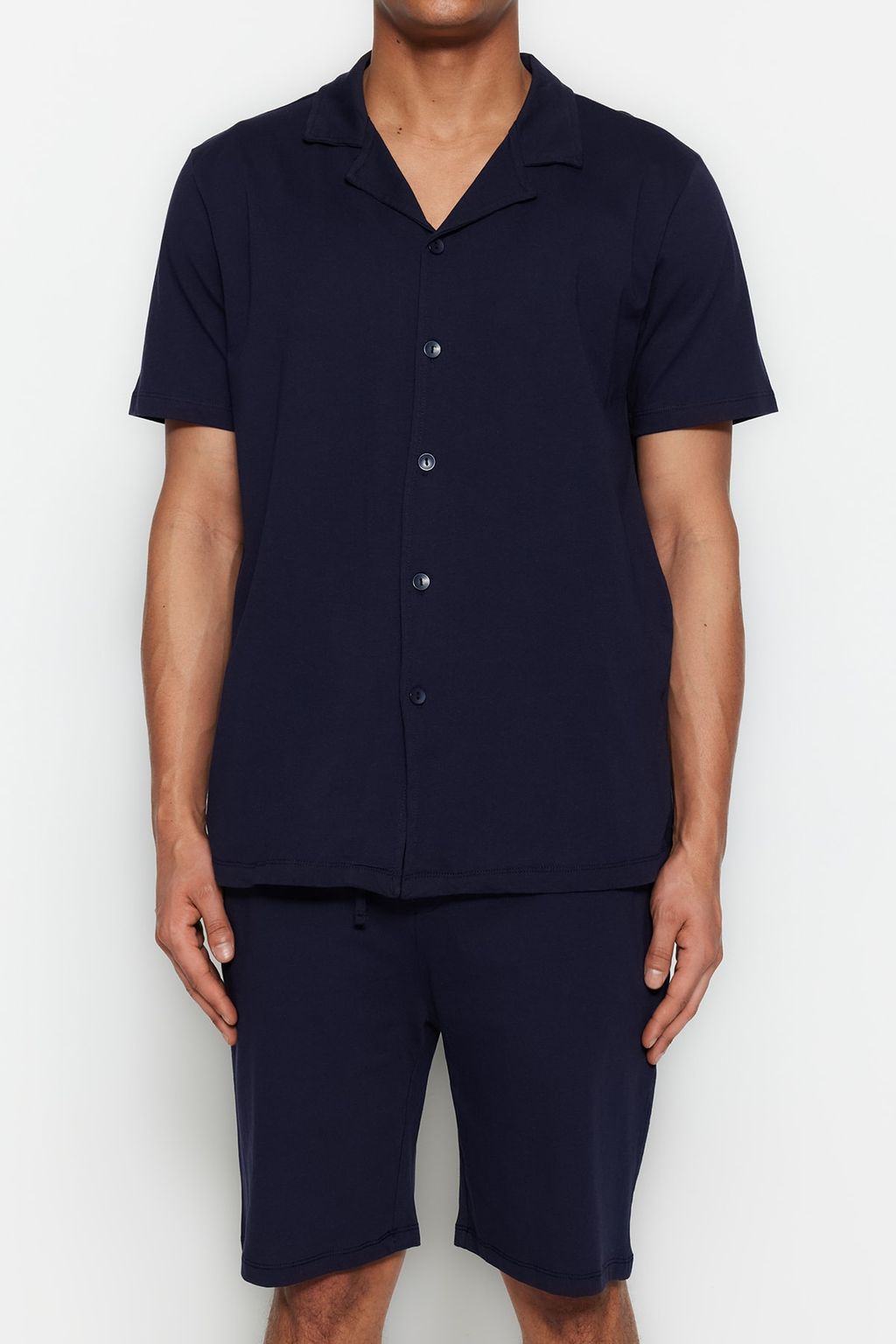 TRENDYOL MAN Lacivert Unisex Regular Fit Apas Yaka Sortlu Pijama Tak?m? TMNSS23PT00007 - Trendyolmilla фото 13