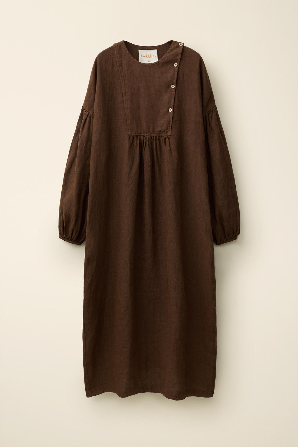 VESTIDO LINO 100% CREATED BY CARAMEL LONDON X ZARA / Chocolate  фото 3