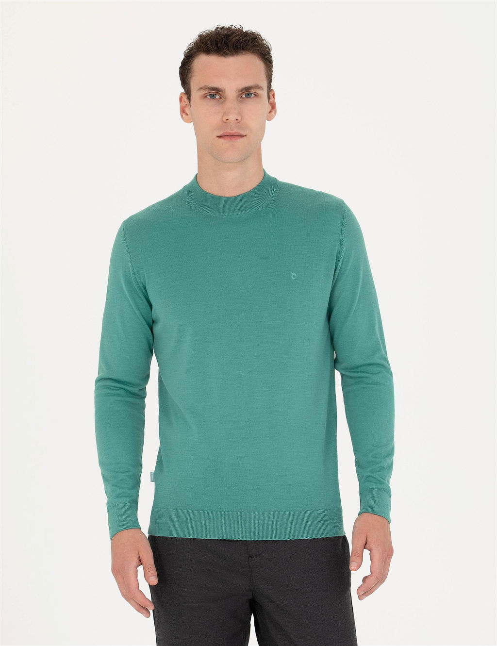 Mint Regular Fit Bato Yaka Y_n Kar___ml_ Basic Triko Kazak