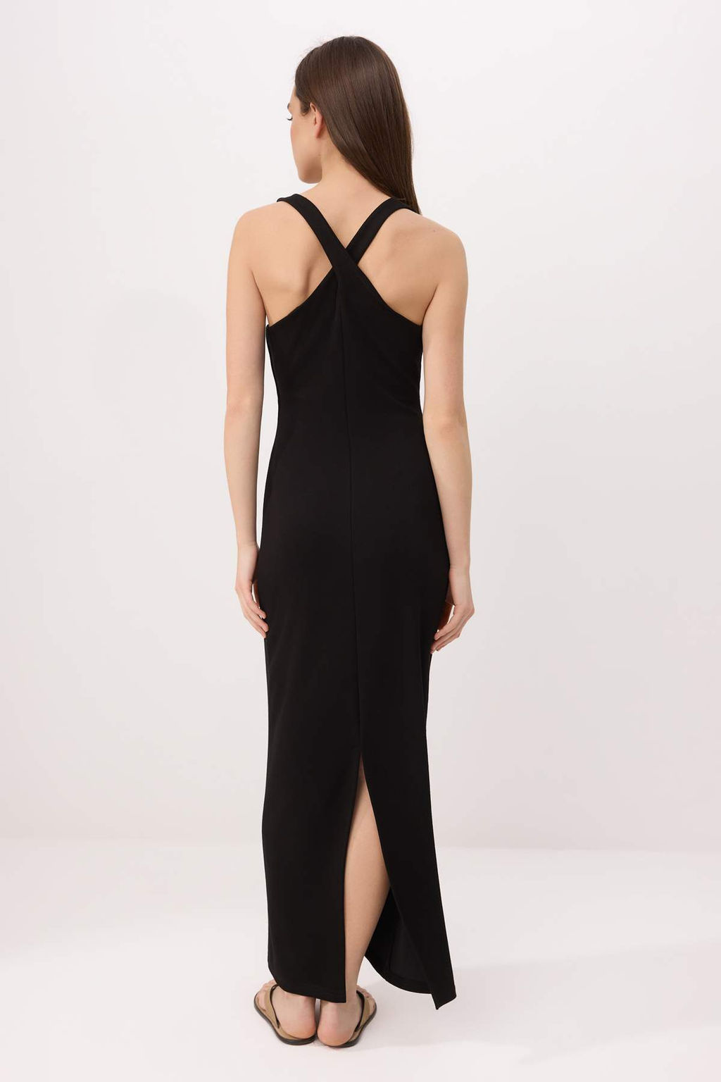 Siyah Bodycon Kare Yaka Kal?n Ask?l? Kolsuz Maxi Soft Touch Orme Elbise TWOSS26EL00631 - Trendyolmilla фото 4