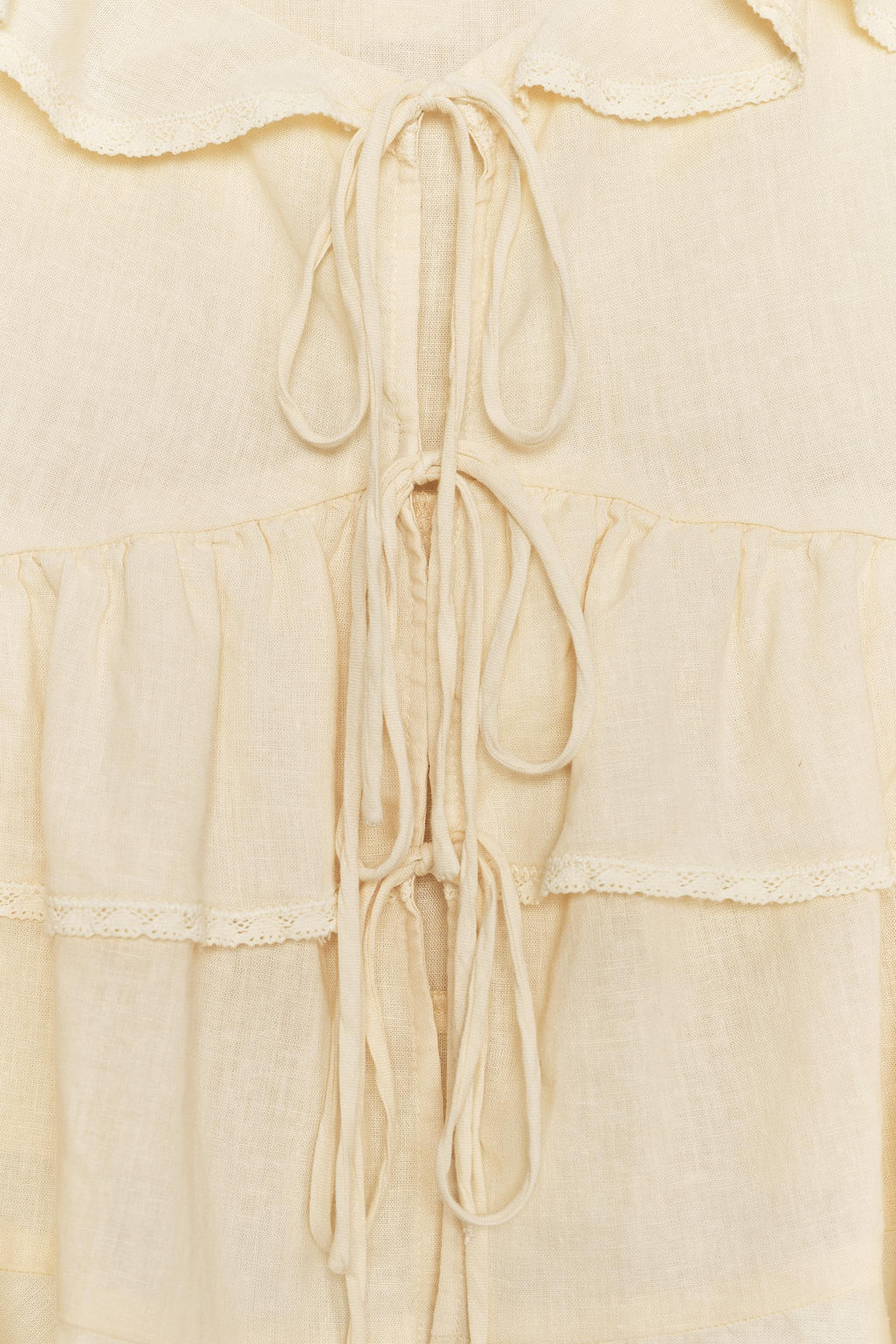 RUFFLED LACE LINEN BLEND TOP - Zara фото 8