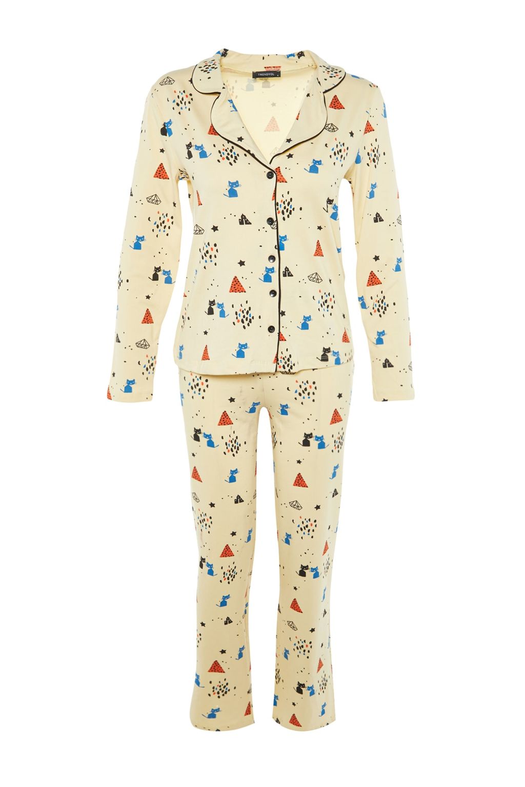 Trendyolmilla Cok Renkli %100 Pamuklu Desenli Orme Pijama Tak?m? THMAW21PT0084