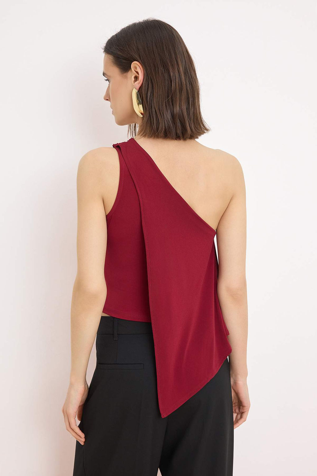 Koyu Bordo Asimetrik Kesim Aksesuar Detayl? Party Bluz TPRSS26BZ00051 - Trendyolmilla фото 4