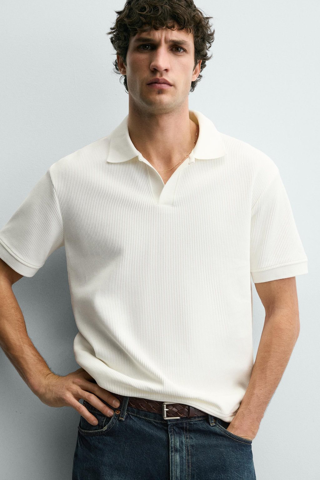 VERTICAL TEXTURED POLO SHIRT - Zara фото 5