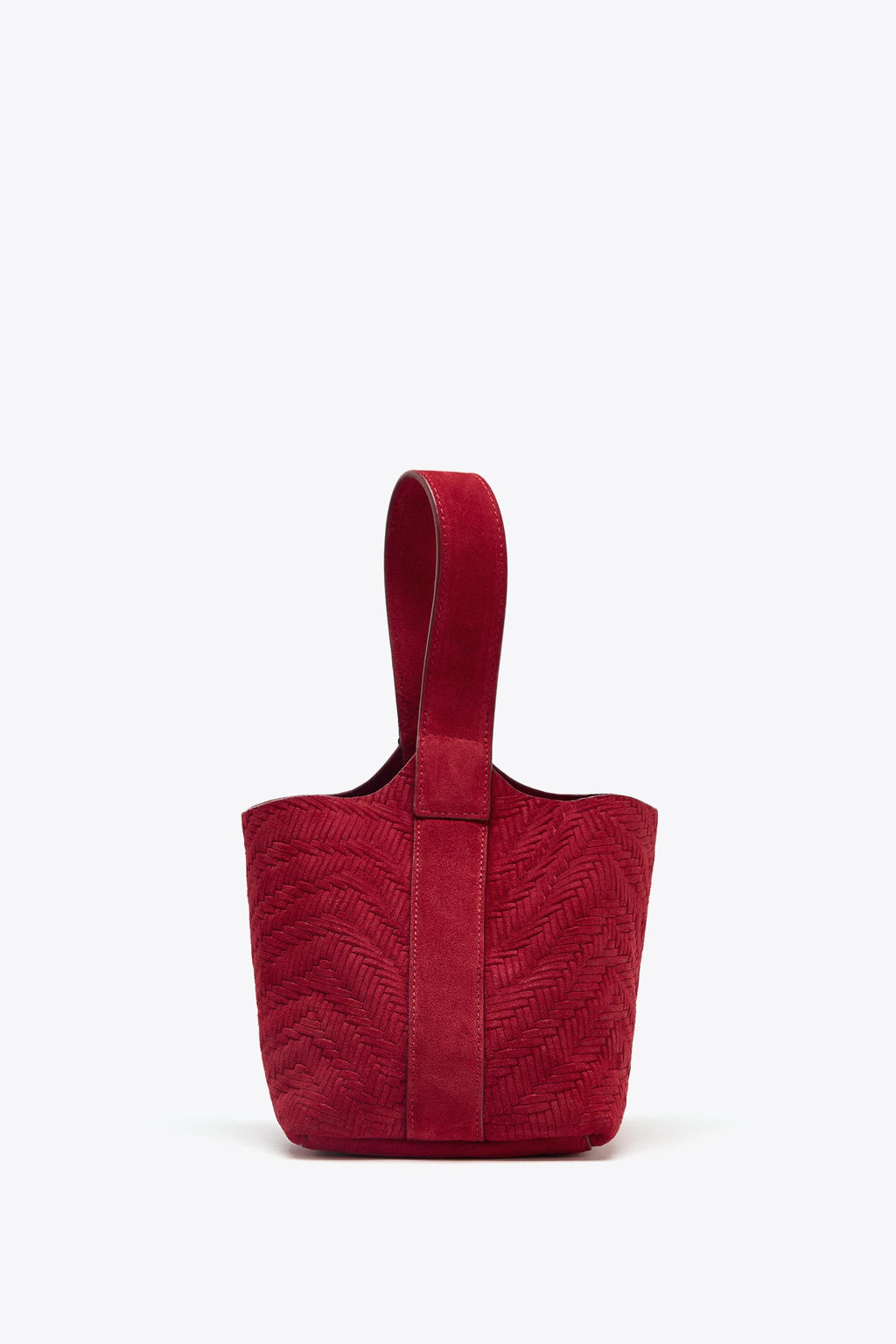 BRAIDED SUEDE MINI BUCKET BAG - Zara фото 5