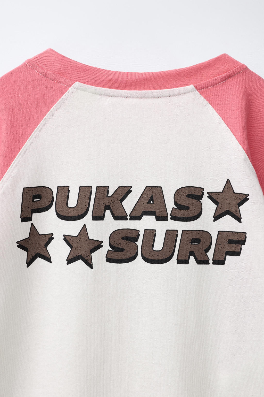 CAMISETA MANGA RANGL?N PUKAS SURF / Rosa / Blanco