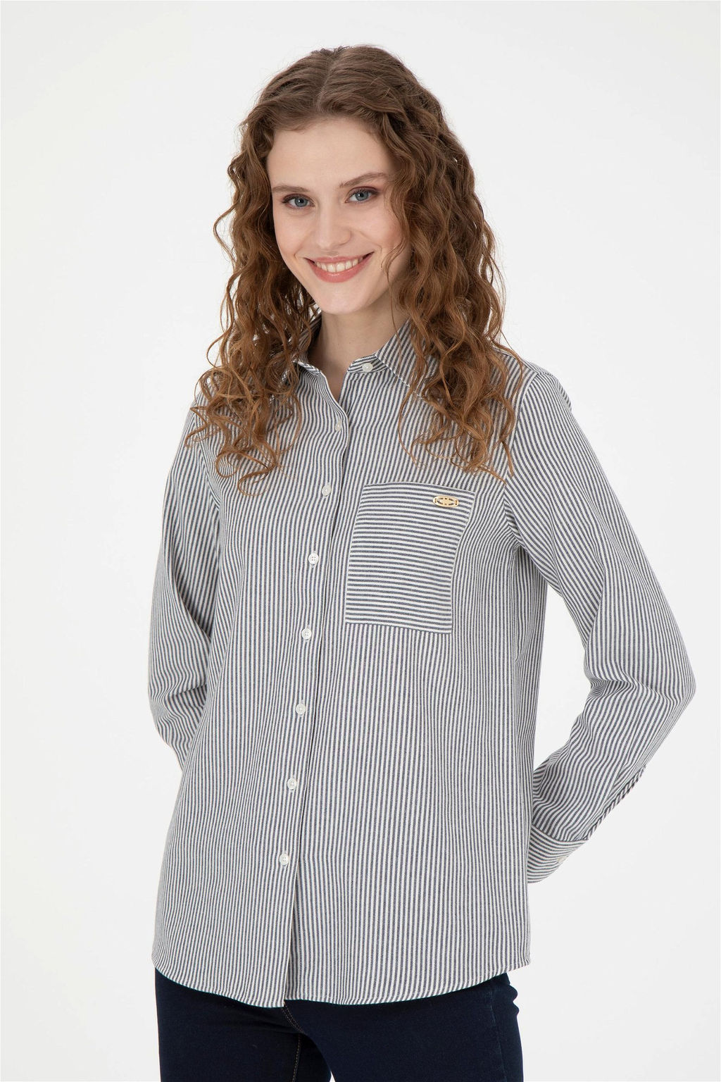 Женская темно-синяя рубашка с длинным рукавом Неожиданная скидка в корзине - U.s. polo assn фото 2