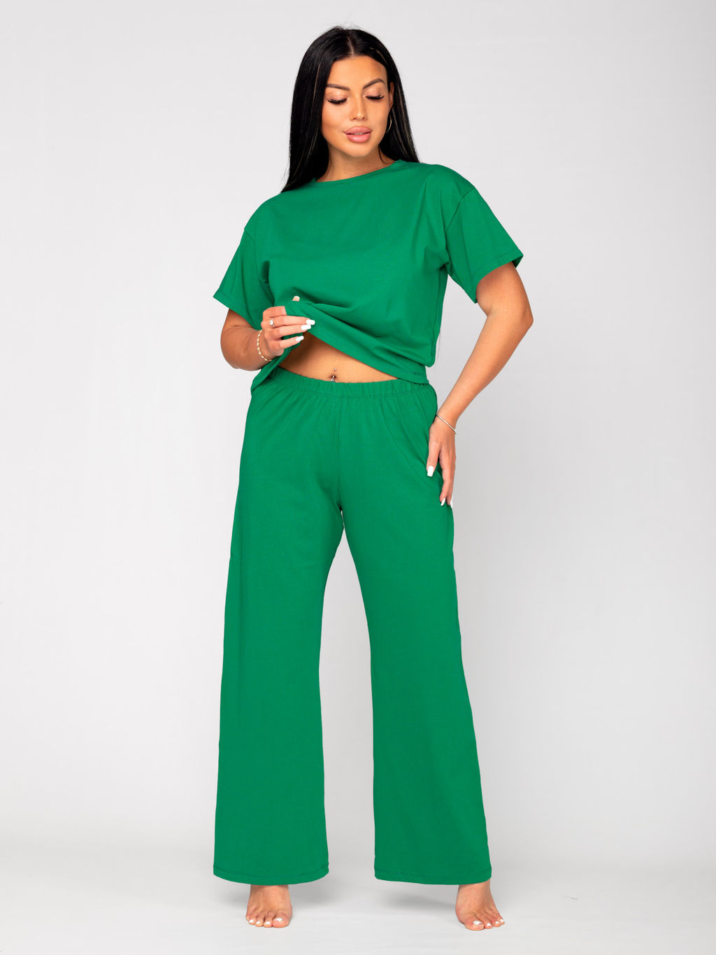 Костюм женский кулирка с брюками НИКОЛЬ ИЗУМРУД - Домтрик фото 5