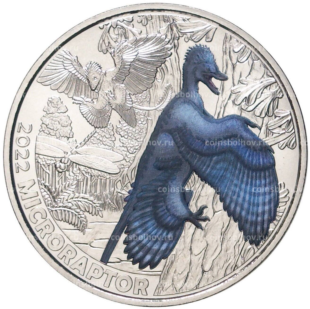 Монета 3 евро 2022 года Австрия Супер динозавры Микрораптор (Microraptor)