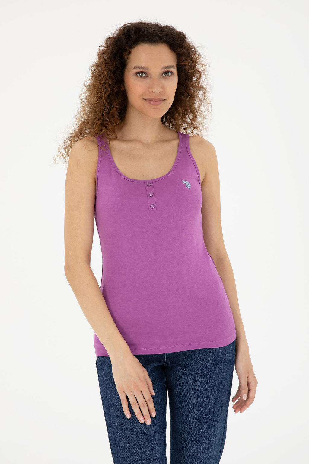 Женская фиолетовая базовая футболка - U.s. polo assn фото 3