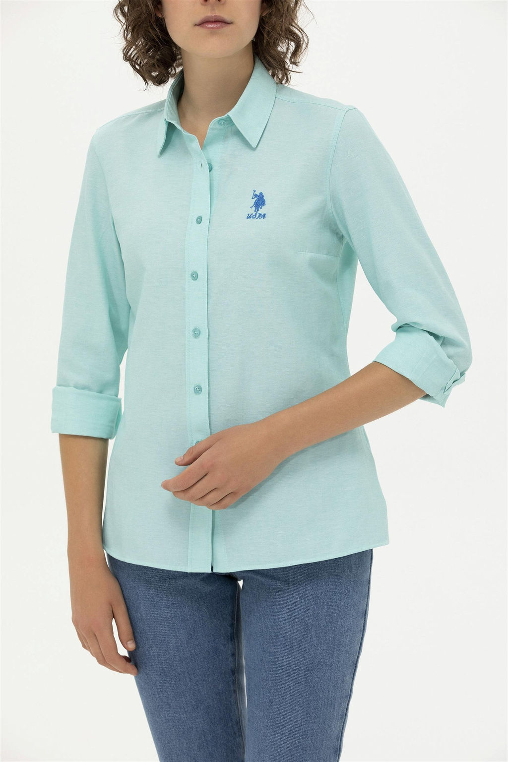 U. S. Polo Assn Женская мятная базовая рубашка с длинным рукавом - U.s. polo assn фото 13