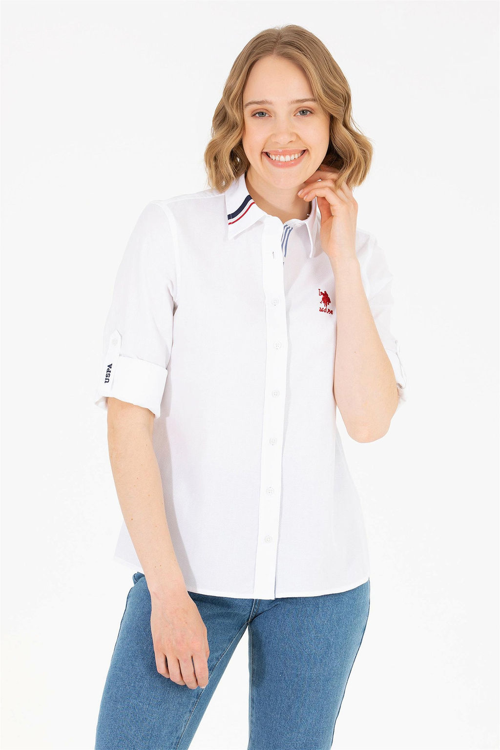 Женская белая рубашка с длинным рукавом Неожиданная скидка в корзине - U.s. polo assn фото 2