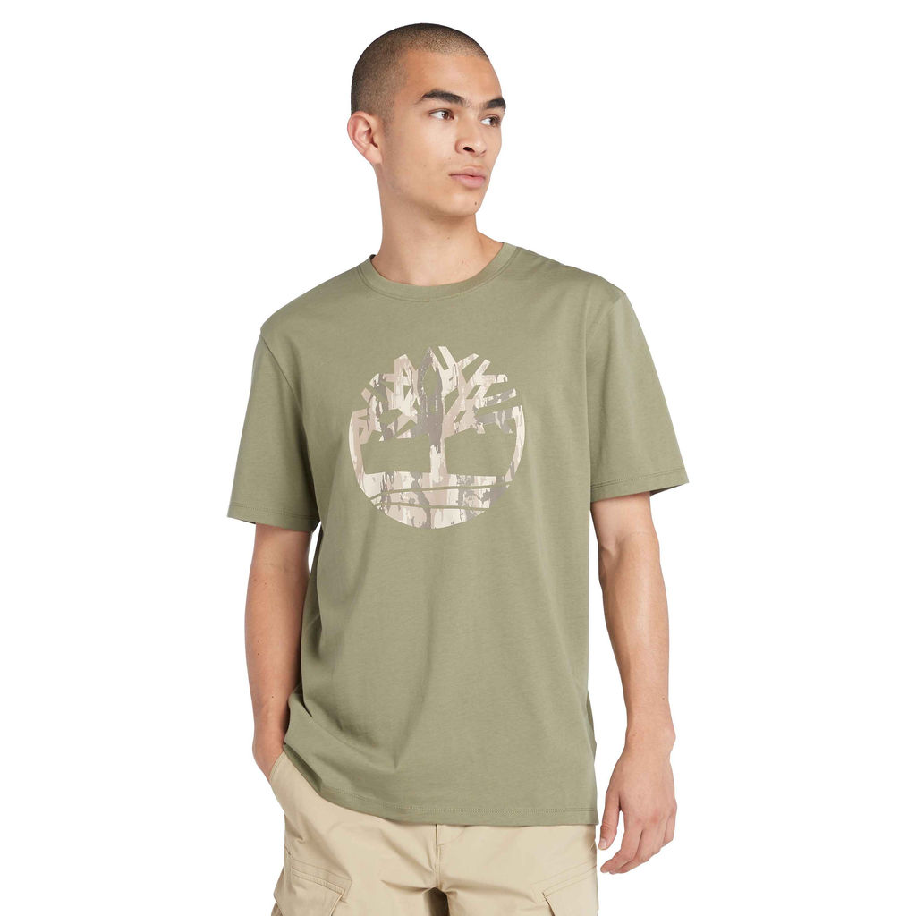 Футболка Timberland T-Shirt Kennebec River Camo Tree Logo Regular зеленая фото 3