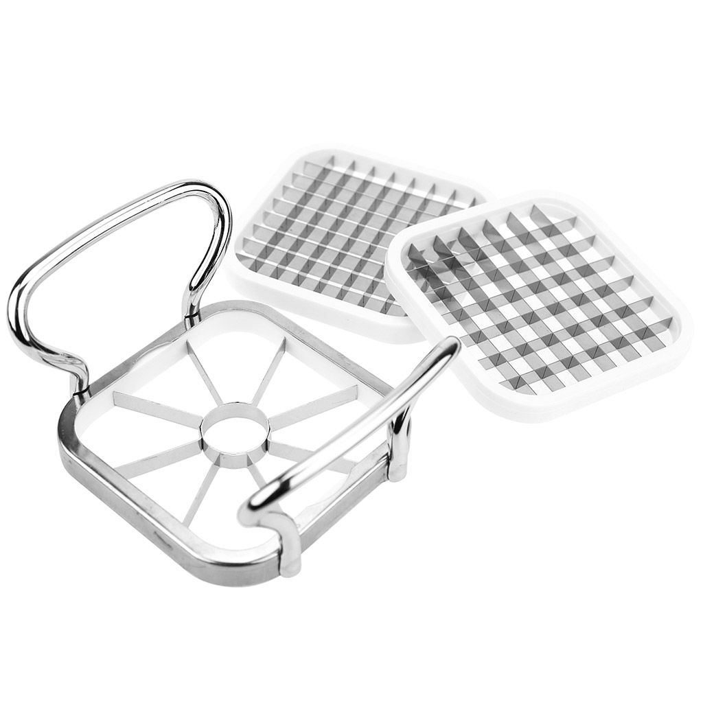 Овощерезка из нержавеющей стали 3 в 1 со сменными насадками 10х10х1см, основание из нержавеющей стали 13х10х6,5см, на картоне, с подвеской (Китай)