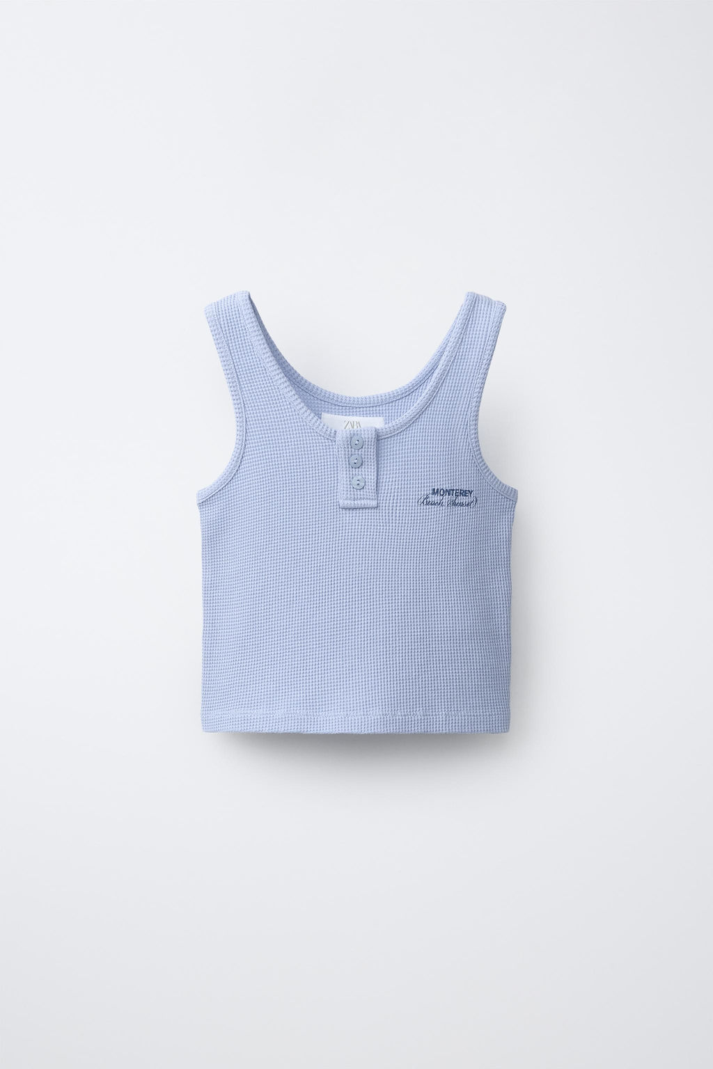 TOP WAFFLE TEXTO / Azul claro - Zara фото 3
