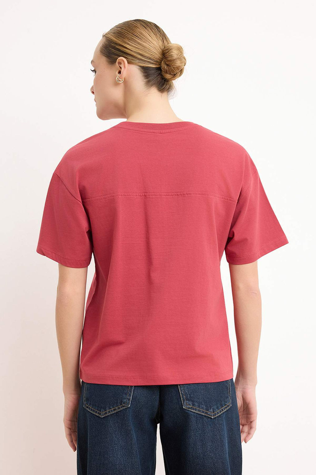 Sar? Relaxed/Rahat Kal?p Dusuk Kol K?sa Kollu %100 Pamuk Orme T-Shirt TWOSS26TS00095 - Trendyolmilla фото 8