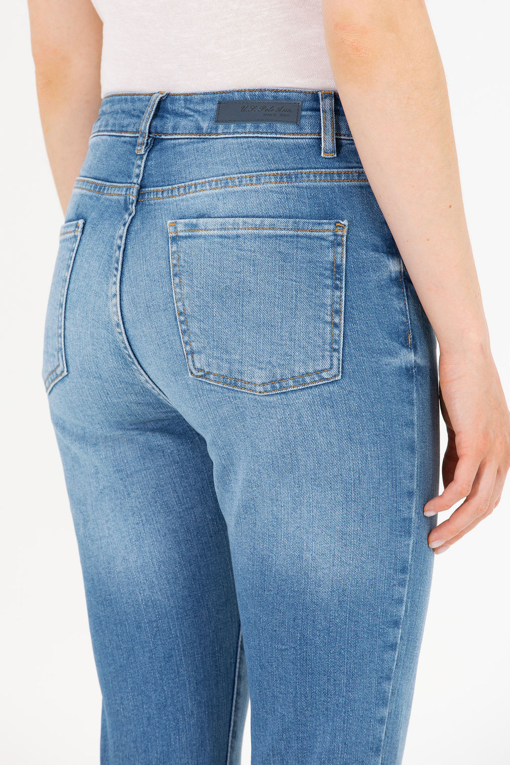 Джинсы Slim High Waist Fit синие из хлопка