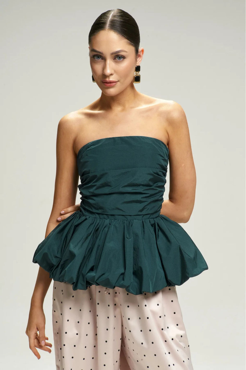 Топ-корсет с баской Pine Green