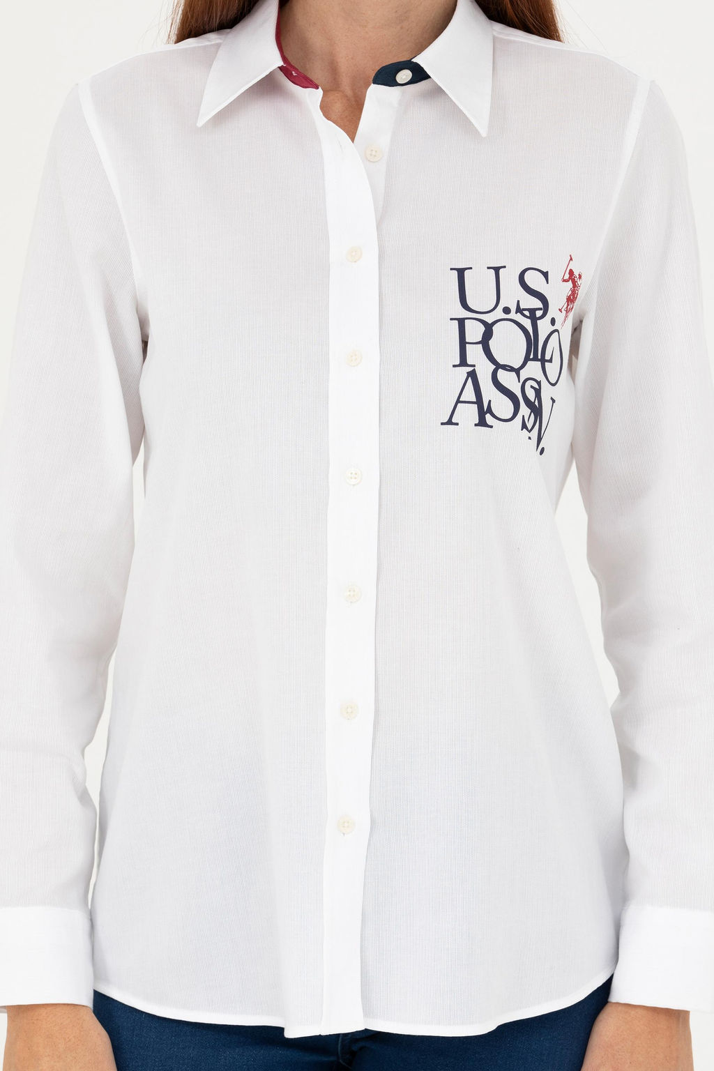 Женская белая рубашка с длинным рукавом - U.s. polo assn фото 20