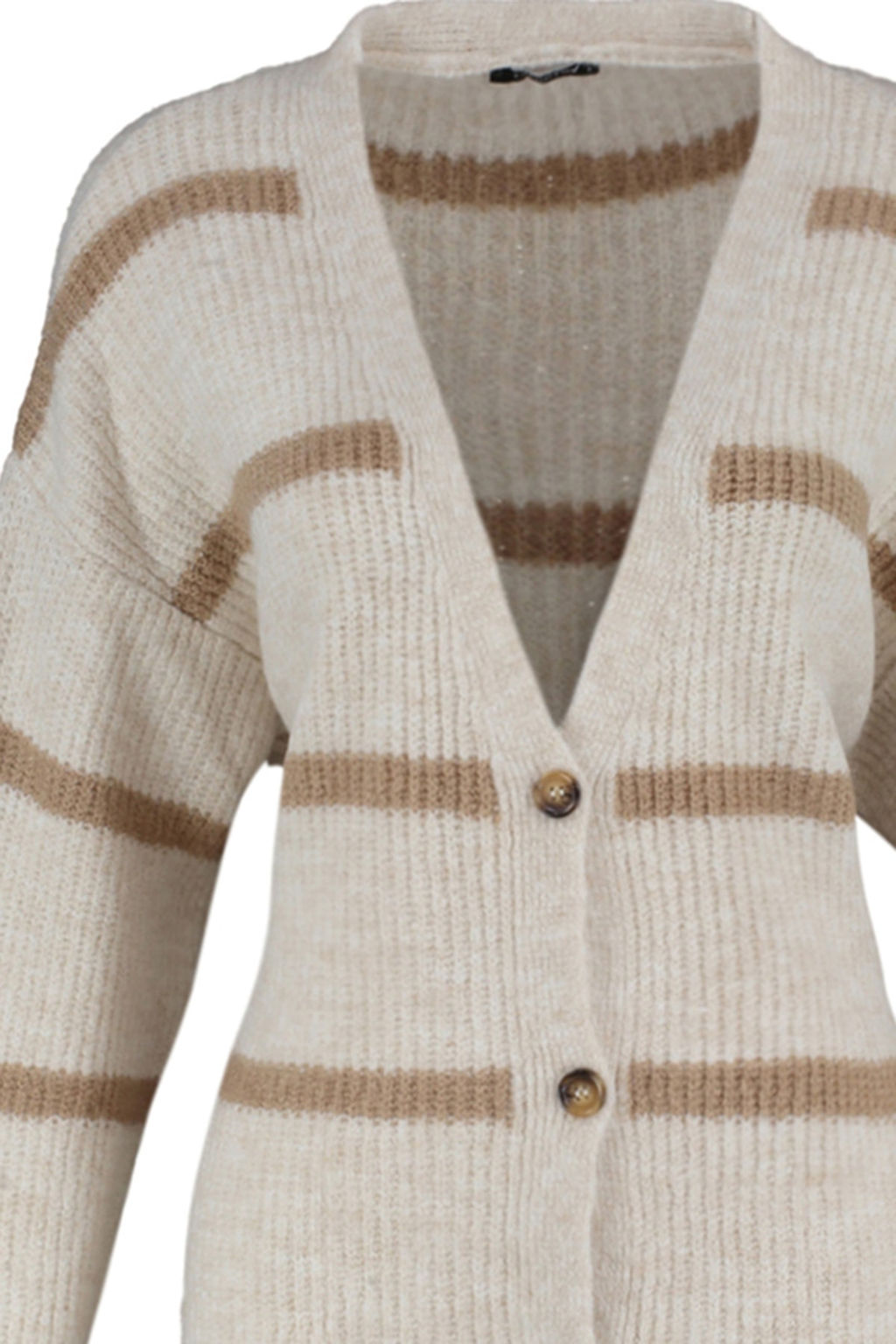 Ekru Genis Kal?p Yumusak Dokulu Cizgili Triko H?rka TWOAW23HI00191