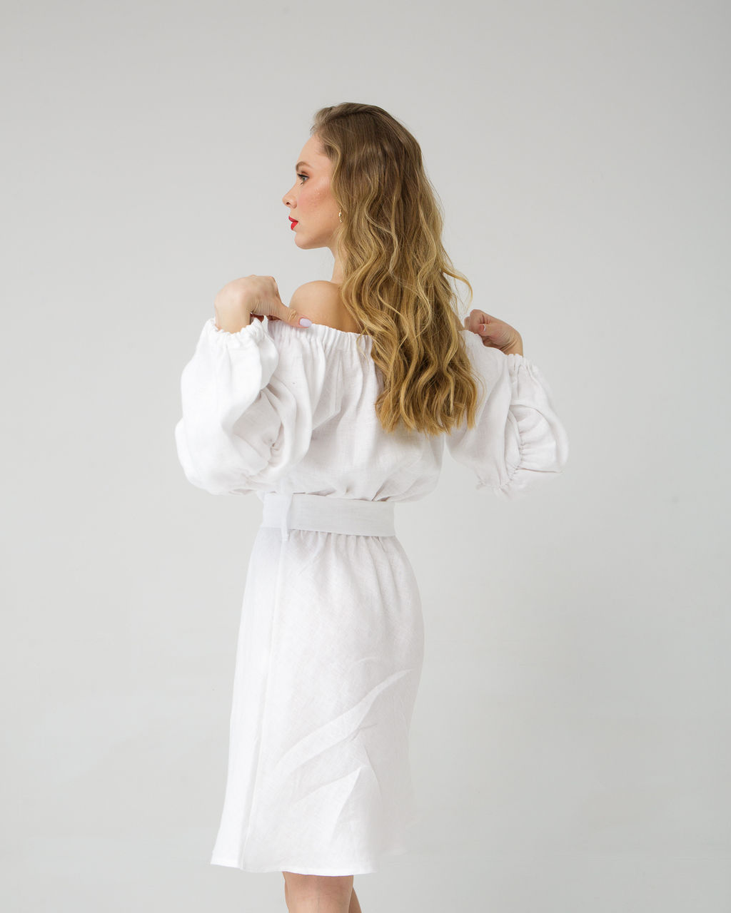 Платье льняное белое 26002