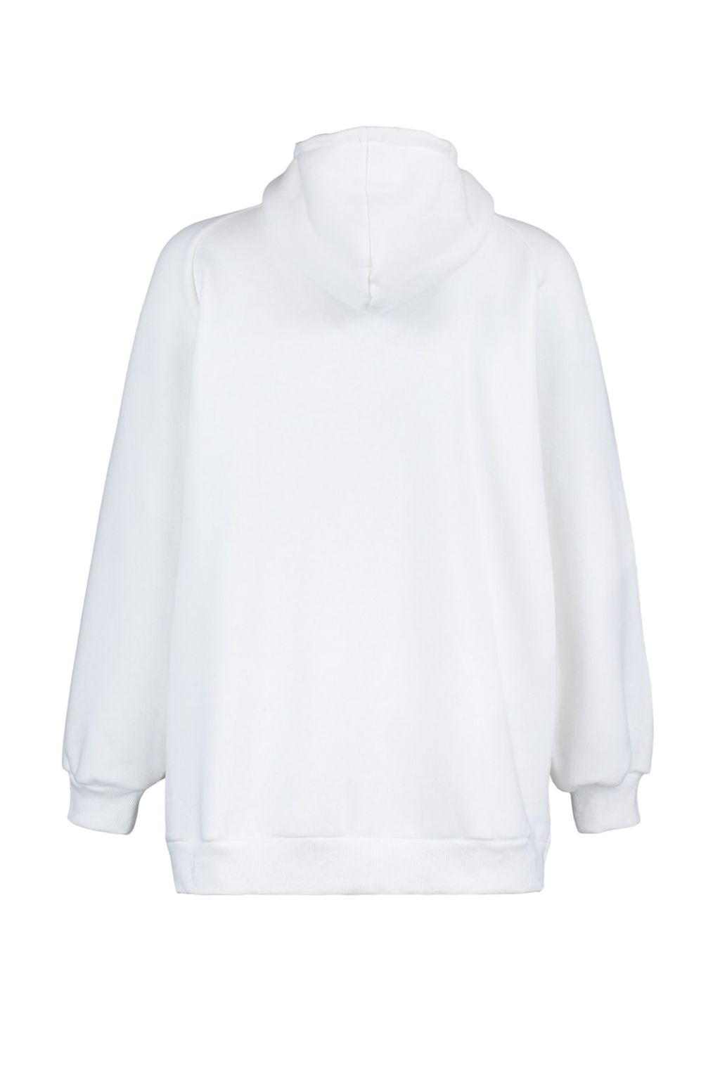 Ekru Kapusonlu Oversize Sardonlu Orme Sweatshirt