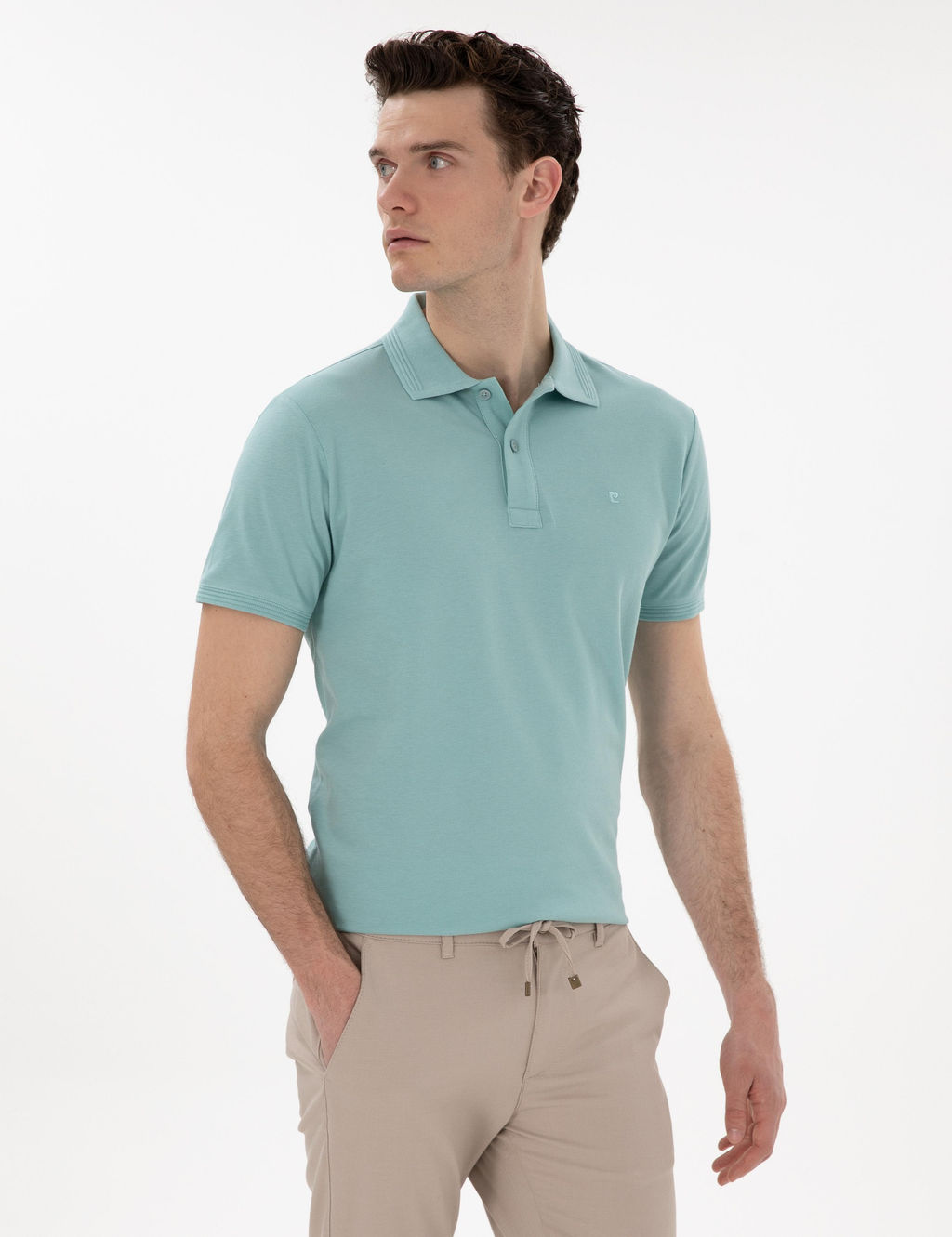 Koyu Mint Slim Fit K_vr_lmaz Polo Yaka Basic Ti__rt