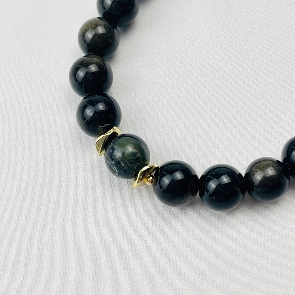 Браслет из золотистого Обсидиана и Яшмы "Камбаба" 18 см