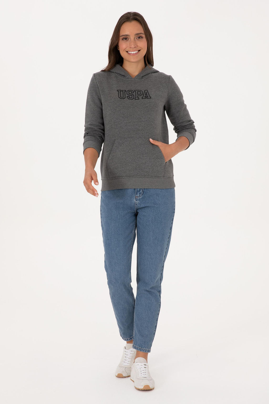 Kad_n Antrasit Melanj Basic Sweatshirt Sepette S_rpriz _ndirim - U.s. polo assn фото 4