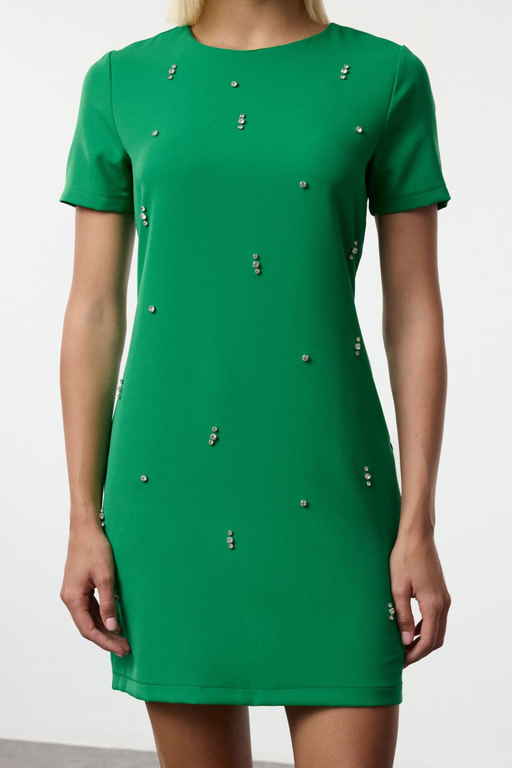 TRENDYOLMILLA Yesil Shift/Duz Kal?p Tas Islemeli Mini Dokuma Elbise TWOAW25EL00268  фото 9