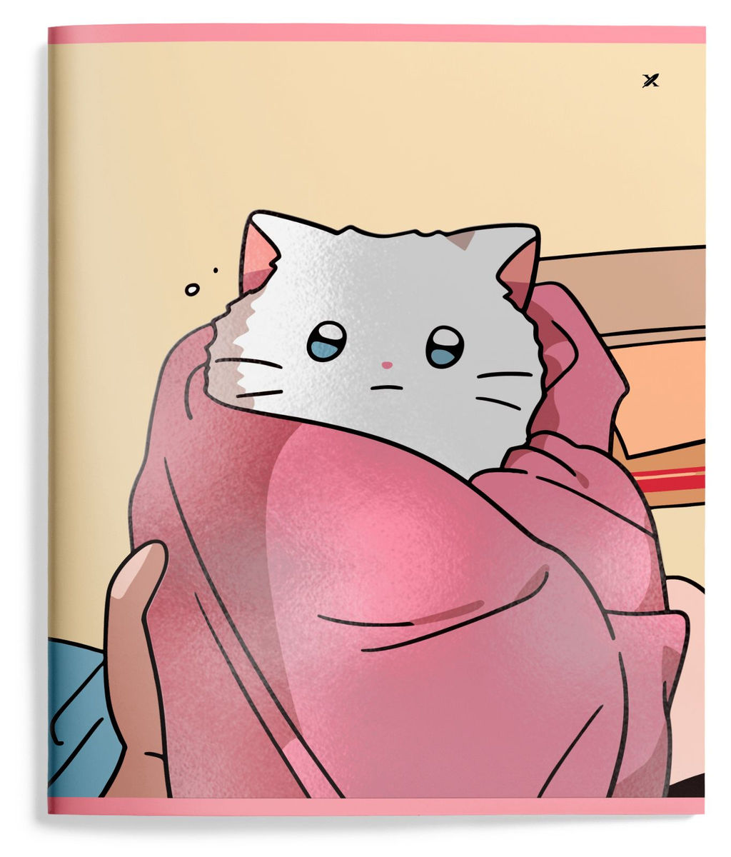 Тетрадь 48 л. А5 линия, на скрепке, офсет LOREX SNAPPY CAT мелованный картон, запечатка форзаца, soft touch, выборочный УФ-лак - Buro фото 4