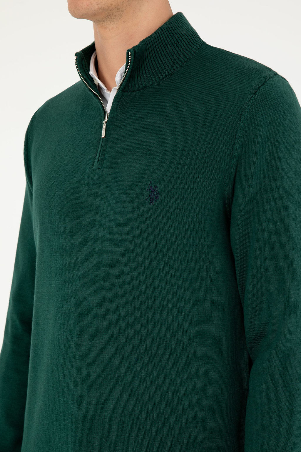 Мужской темно-зеленый базовый свитер - U.s. polo assn фото 7