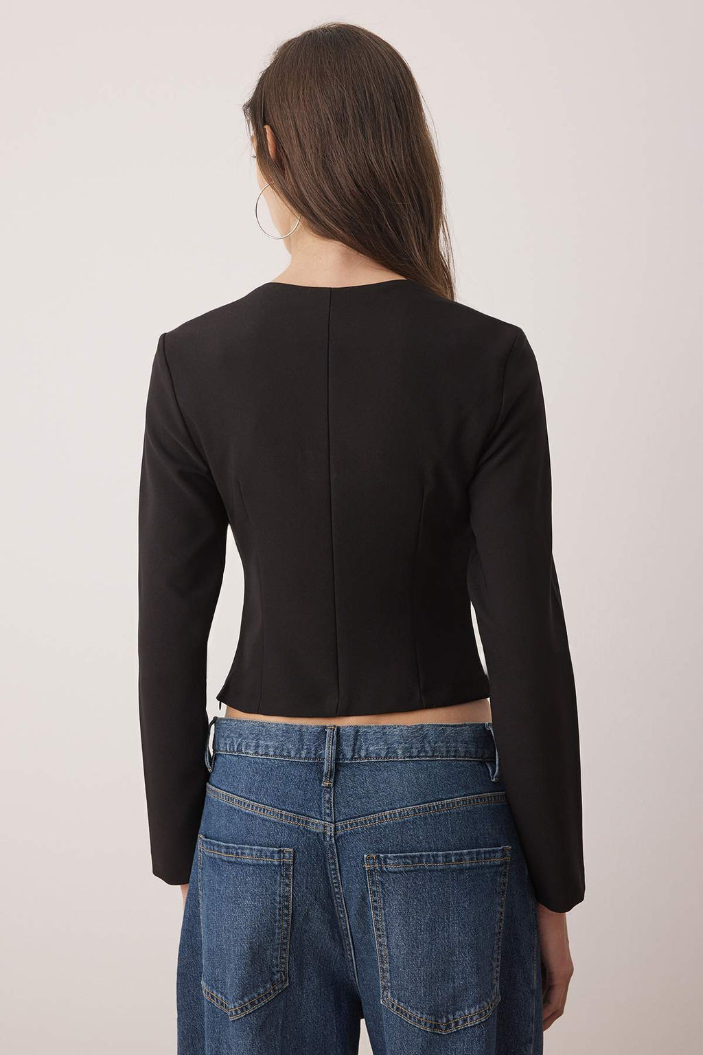 Ekru Kare Yaka Fitted Dokuma Bluz TWOAW26BZ00141 - Trendyolmilla фото 8