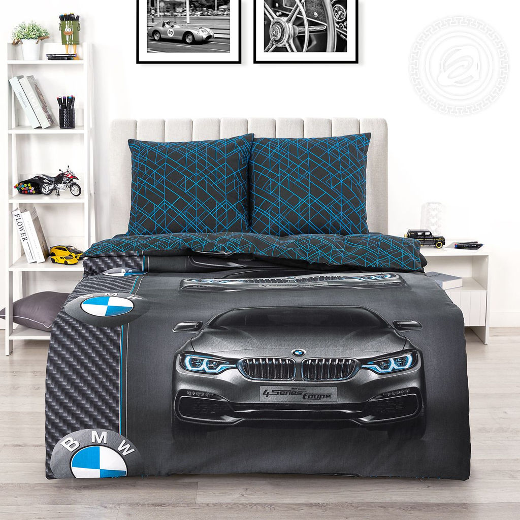 Постельное белье Бумер (поплин детский) 1,5 сп./Пододеяльник: 1 шт. - 215*145; Простыня: 1 шт. - 214*150; Наволочка: 2 шт. - 70*70; Поплин детский