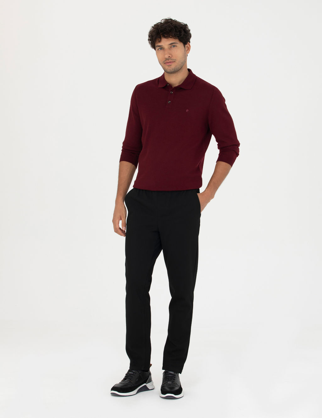 Siyah Slim Fit Beli Lastikli Ba_c_kl_ Kanvas Pantolon