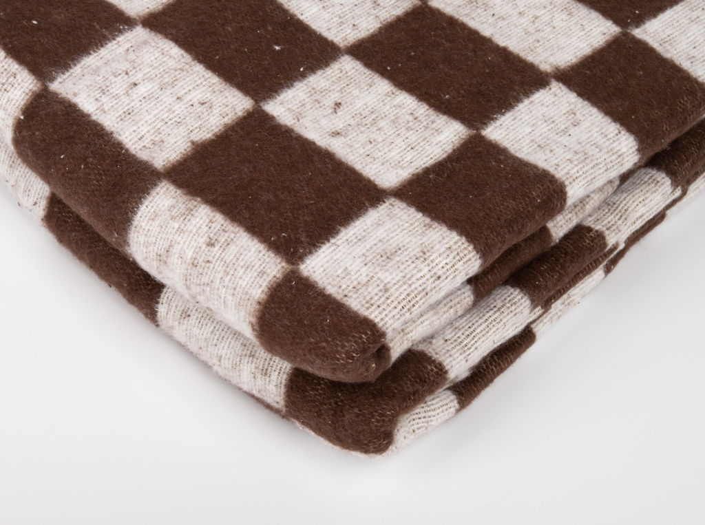 Одеяло байковое 140*205 клетка цв. корич. (Россия)