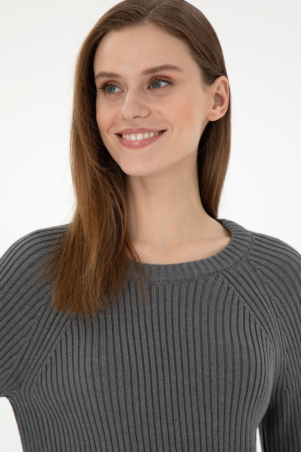 Женский серый меланжевый свитер с круглым вырезом Неожиданная скидка в корзине - U.s. polo assn фото 2