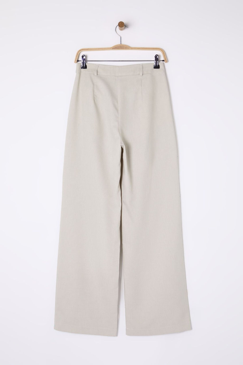 Bej Wide Leg/Genis Paca Pilili Dokuma Pantolon TWOAW22PL0475