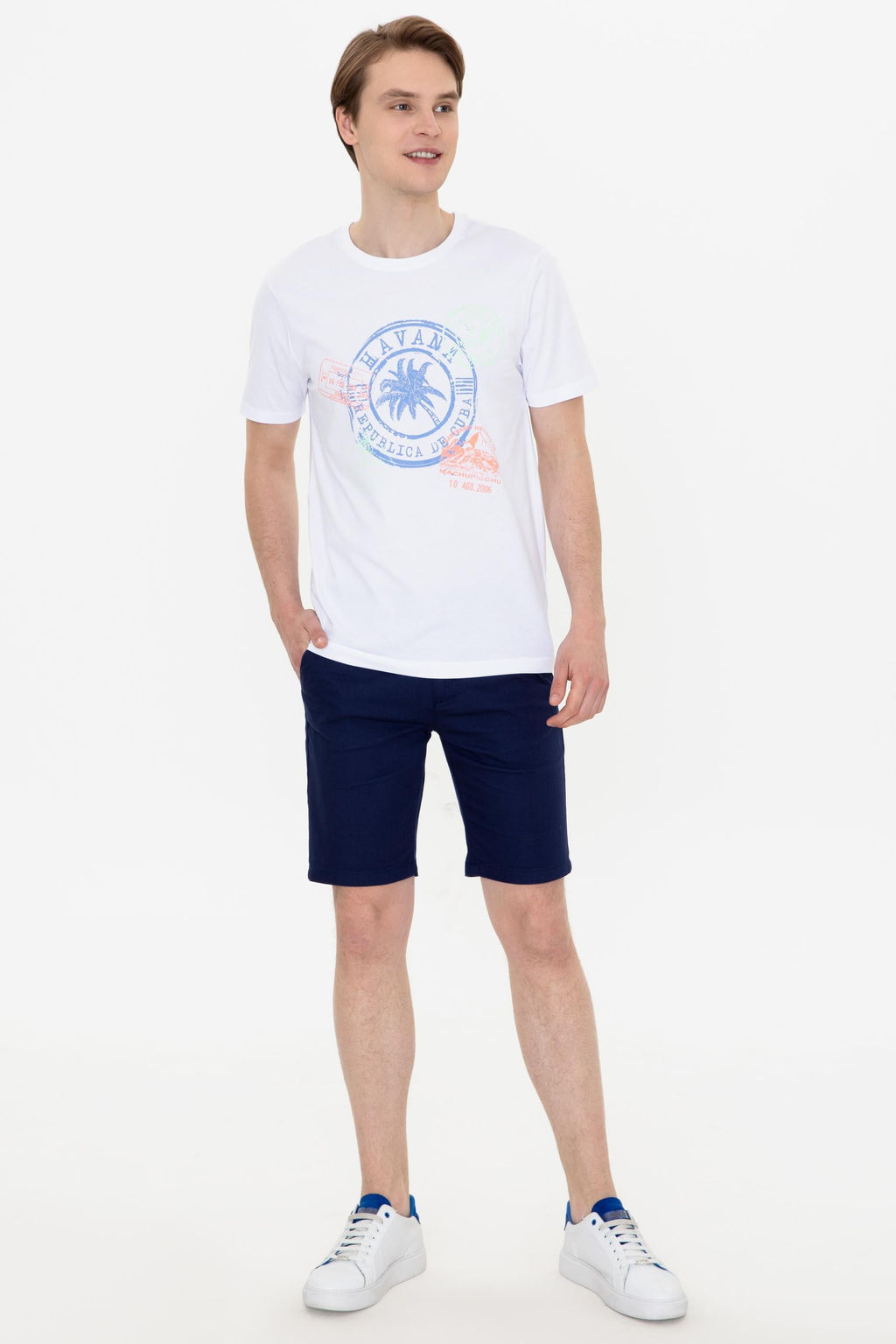 Erkek Beyaz Bisiklet Yaka Ti__rt