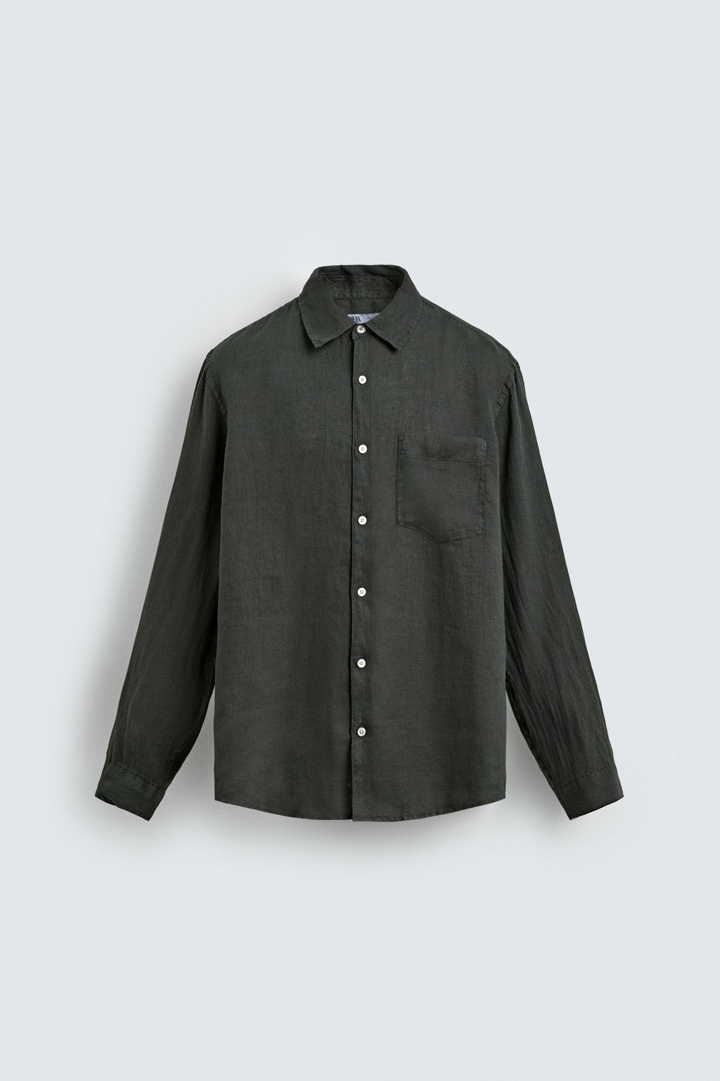CAMISA REGULAR FIT 100% LINO / Verde oscuro - Zara фото 6